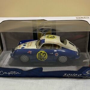 Solid Blue and White Toy Race Car collectible